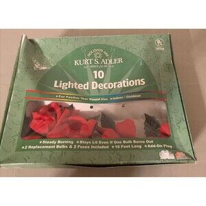 Vintage Kurt Adler Red Silk Roses Light Set 10 Indoor Outdoor NOS